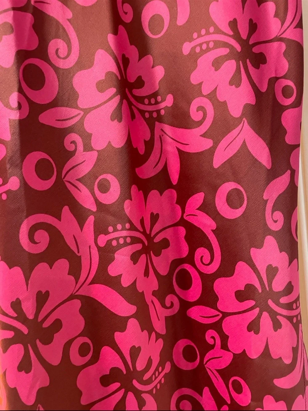 URBAN OUTFITTERS pink Hawaiian floral satin midi skirt